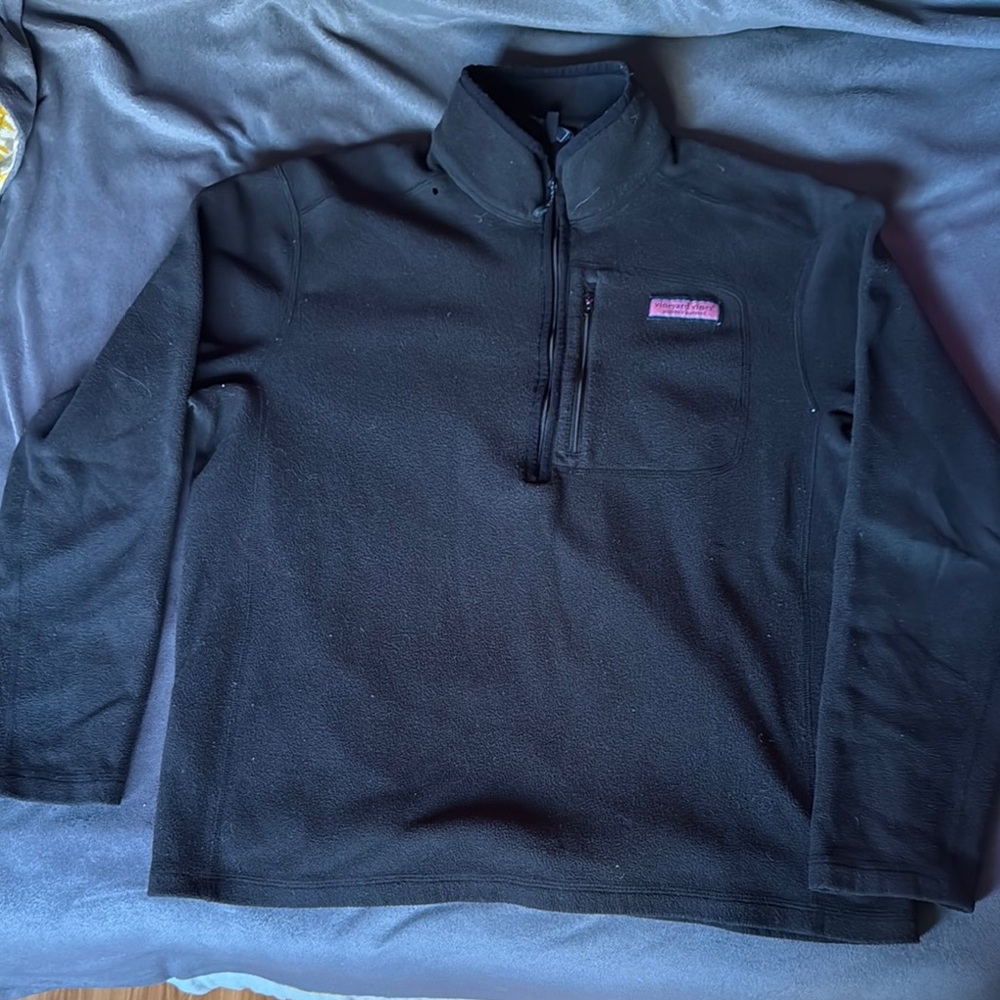 Men's Vineyard Vines 1/4-zip fleece, black, size Large